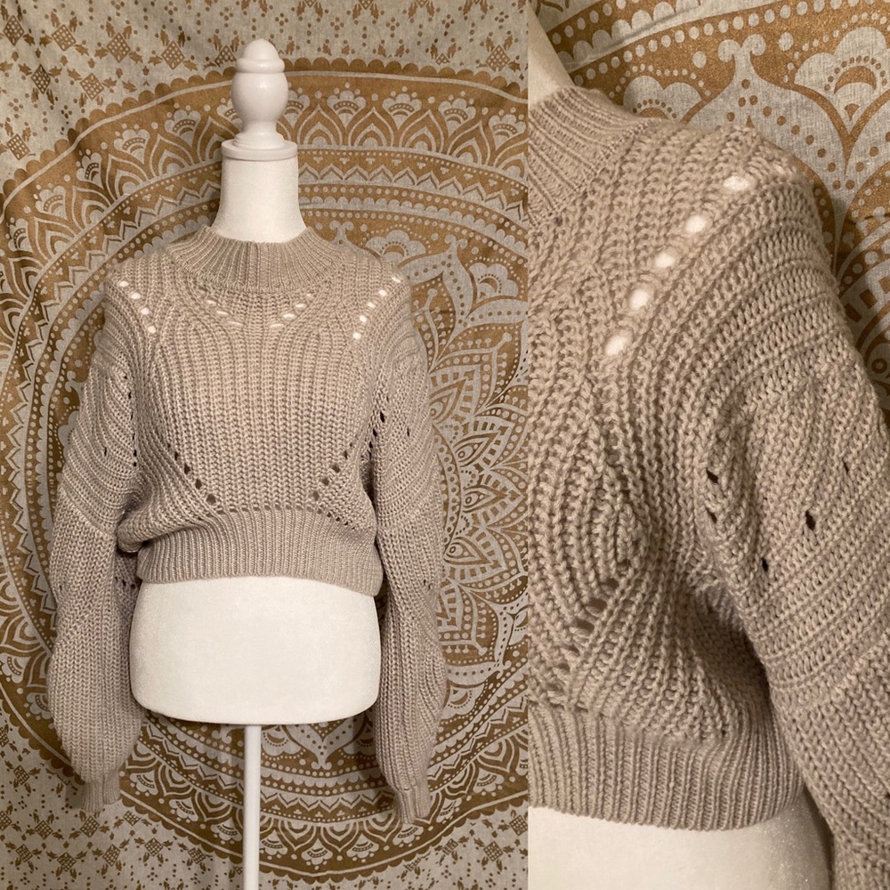 Wilfred xs grey cropped long sleeved chunky sweater